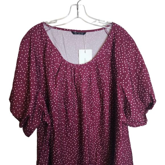 BloomChic Puff Sleeve Pleat Crew Neck Top, NWT, 4X - Picture 2 of 6